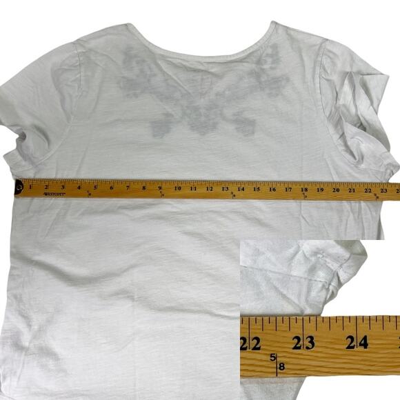 Faded Glory Embroidered Neckline Short Sleeve Tee Shirt Top in White 2X(18W-20W) - Picture 8 of 11
